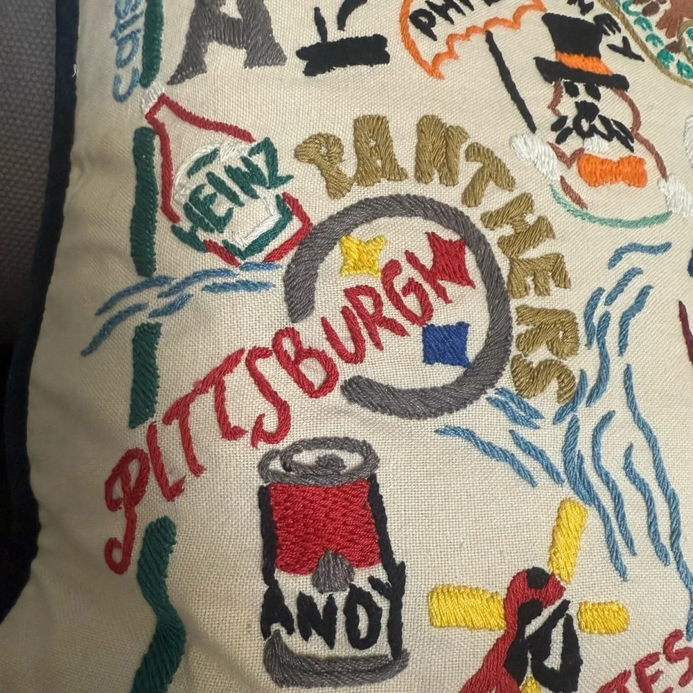 Cat Studio Pennsylvania Embroidered Pillow - Picture 6 of 13